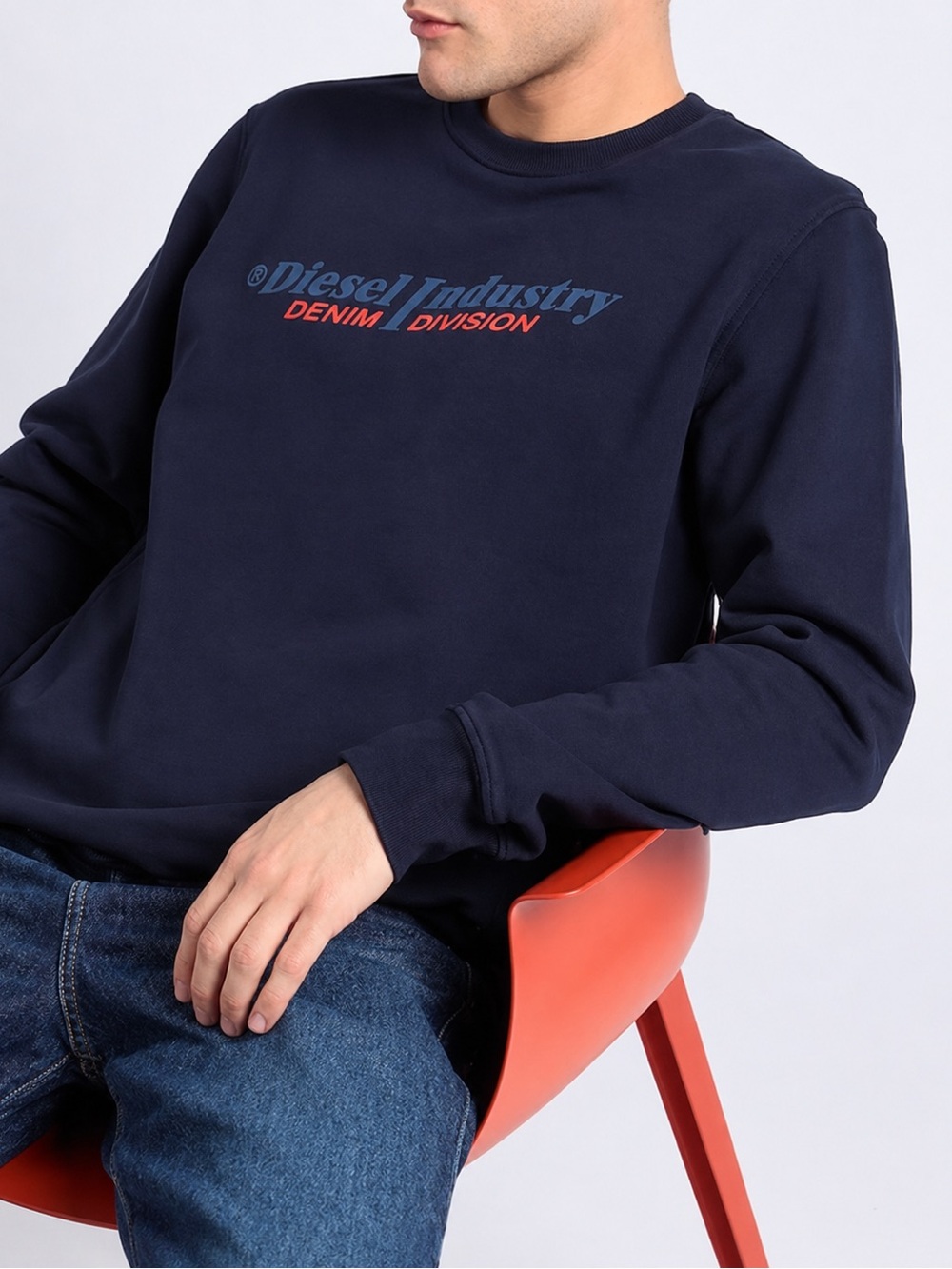 Diesel Navy and Red Crewneck Sweatshirt